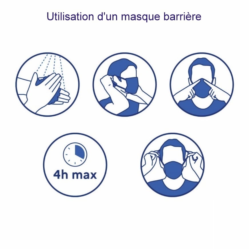 Masque en tissus - Uni bleu marine avec drapeau tricolore français – Image 2