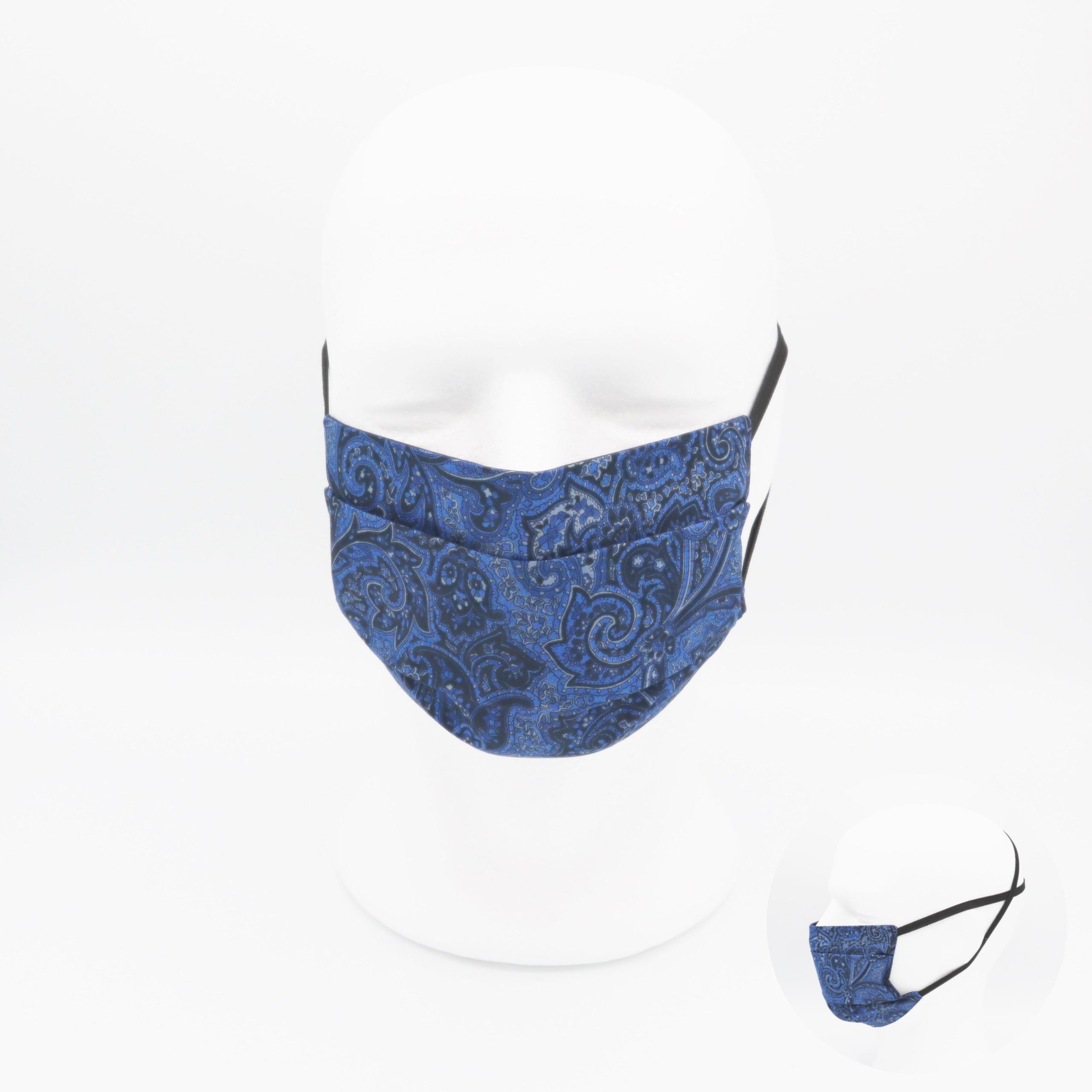 Masque en tissus - Paisley bleu marine – Image 3
