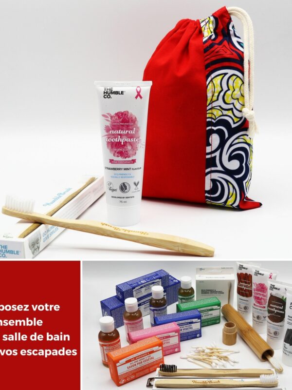 Produits d'hygiène et pochon de la collection Wax de Poropango
