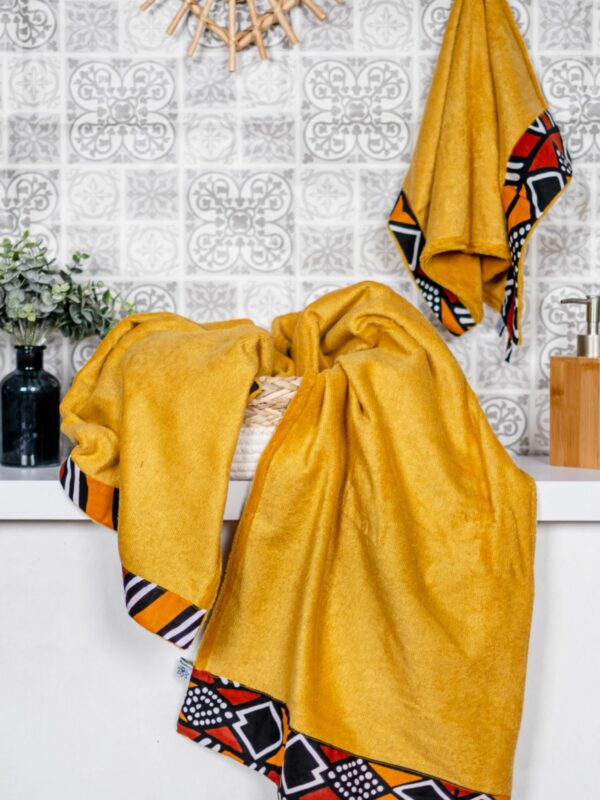 Coffret linge de bain de la collection Bogolan de Poropango