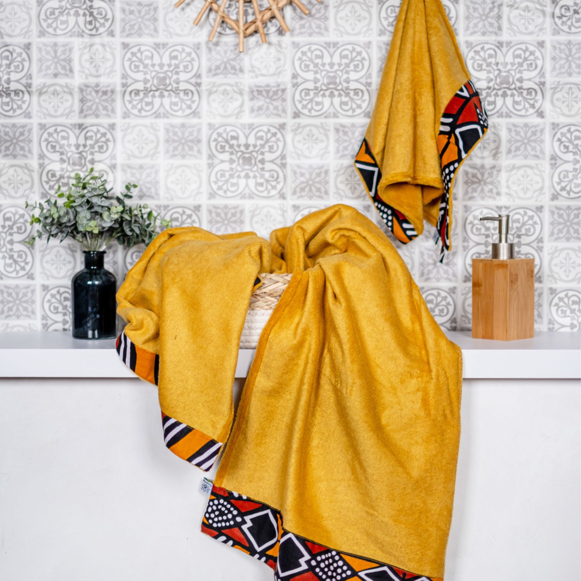Coffret linge de bain de la collection Bogolan de Poropango