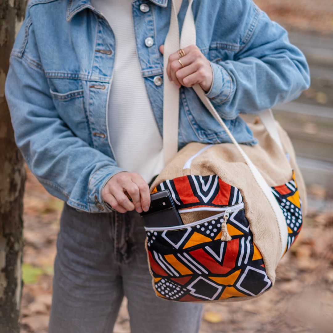 Sac week-end de la collection Bogolan de Poropango