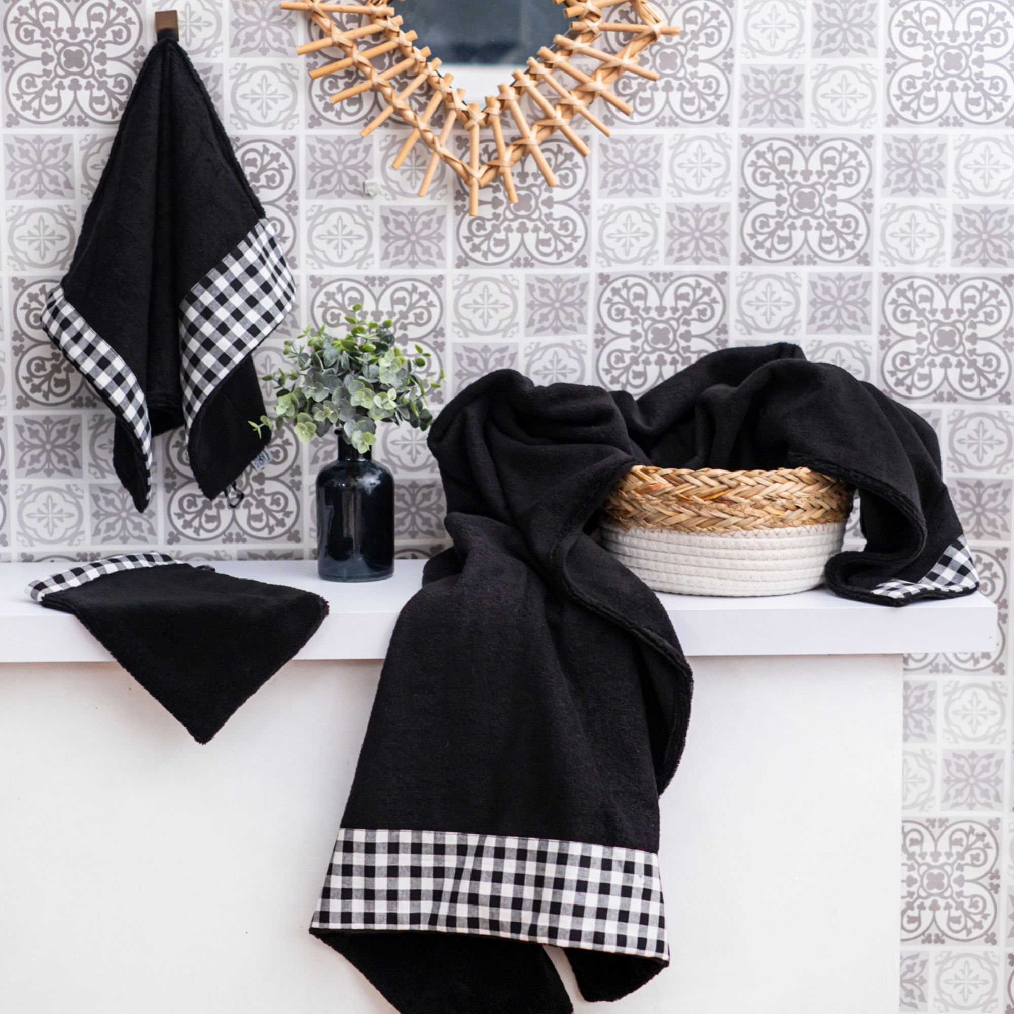 Linge de bain de la collection Vichy de Poropango