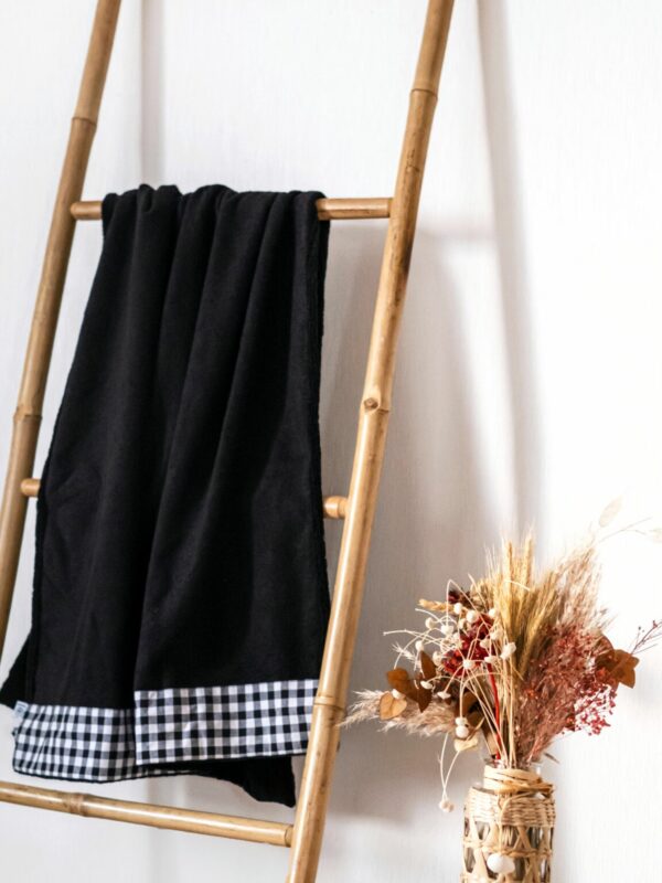 Drap de douche - Vichy noir