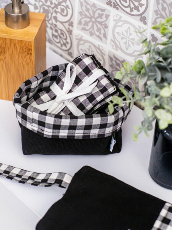 Lingettes démaquillantes lavables Vichy noir - Poropango