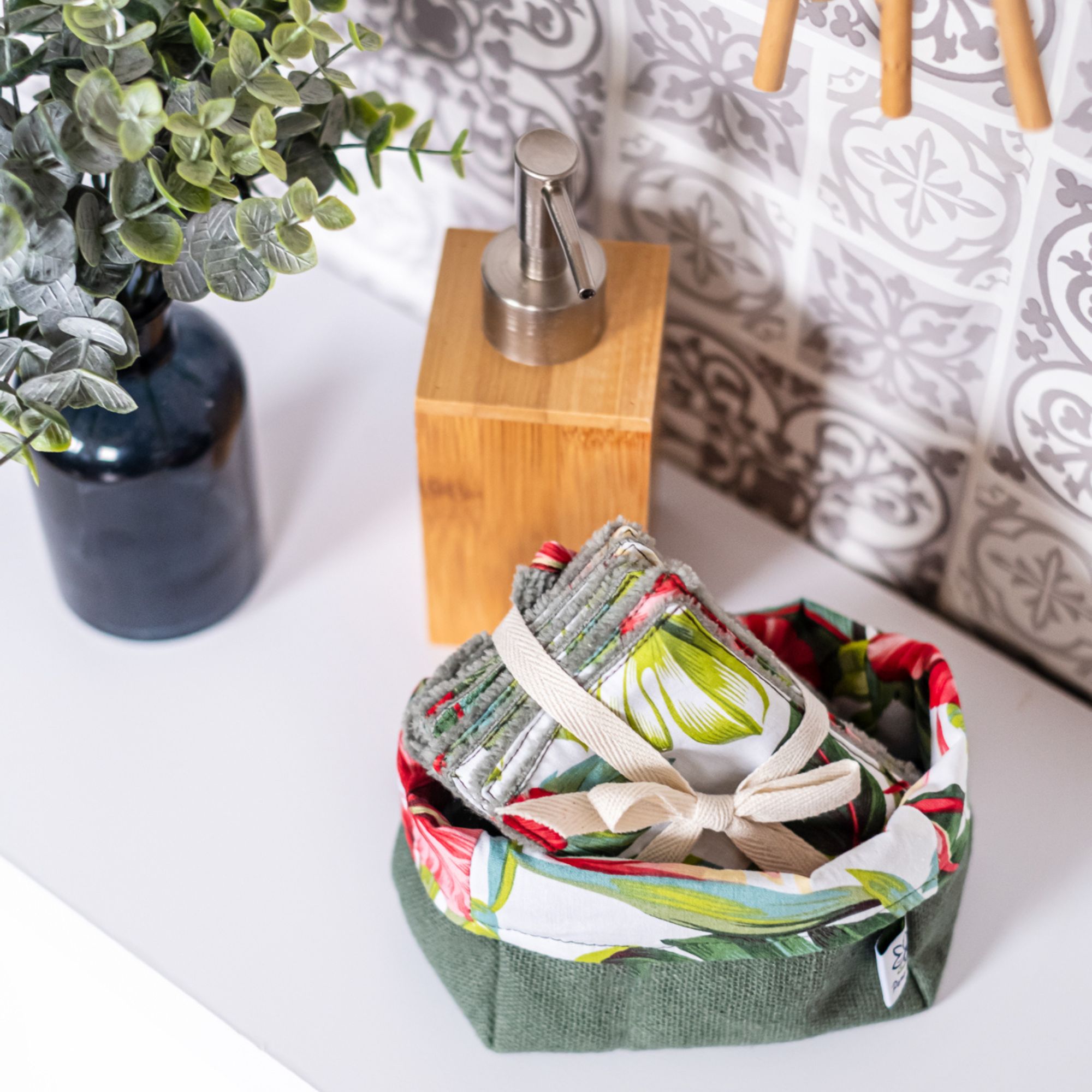 Coffret de lingettes démaquillantes réutilisables - Hibiscus