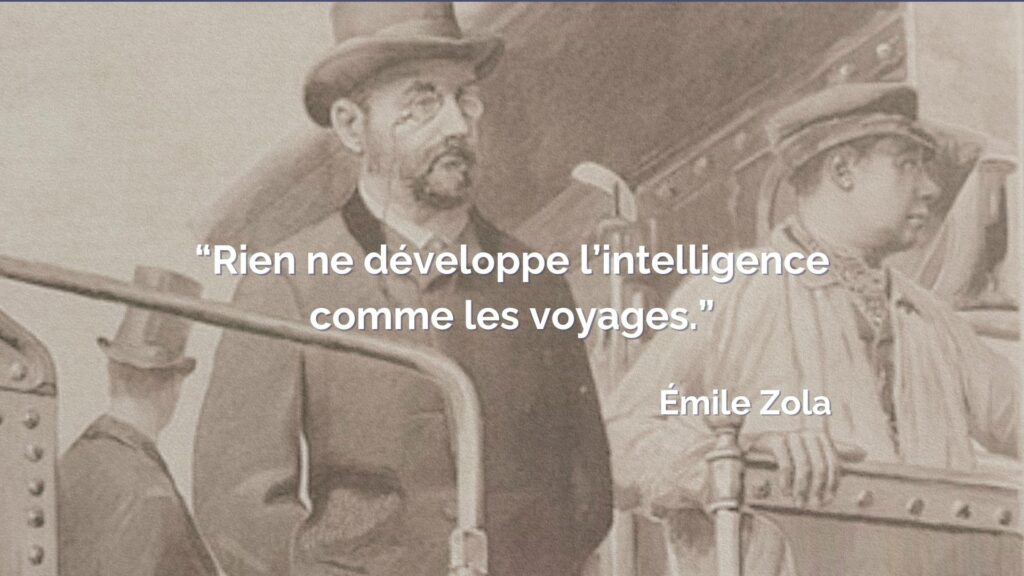 Portrait d’Émile Zola – Émile Zola, écrivain du XIXe siècle, connu pour ses réflexions sur la société et le voyage.